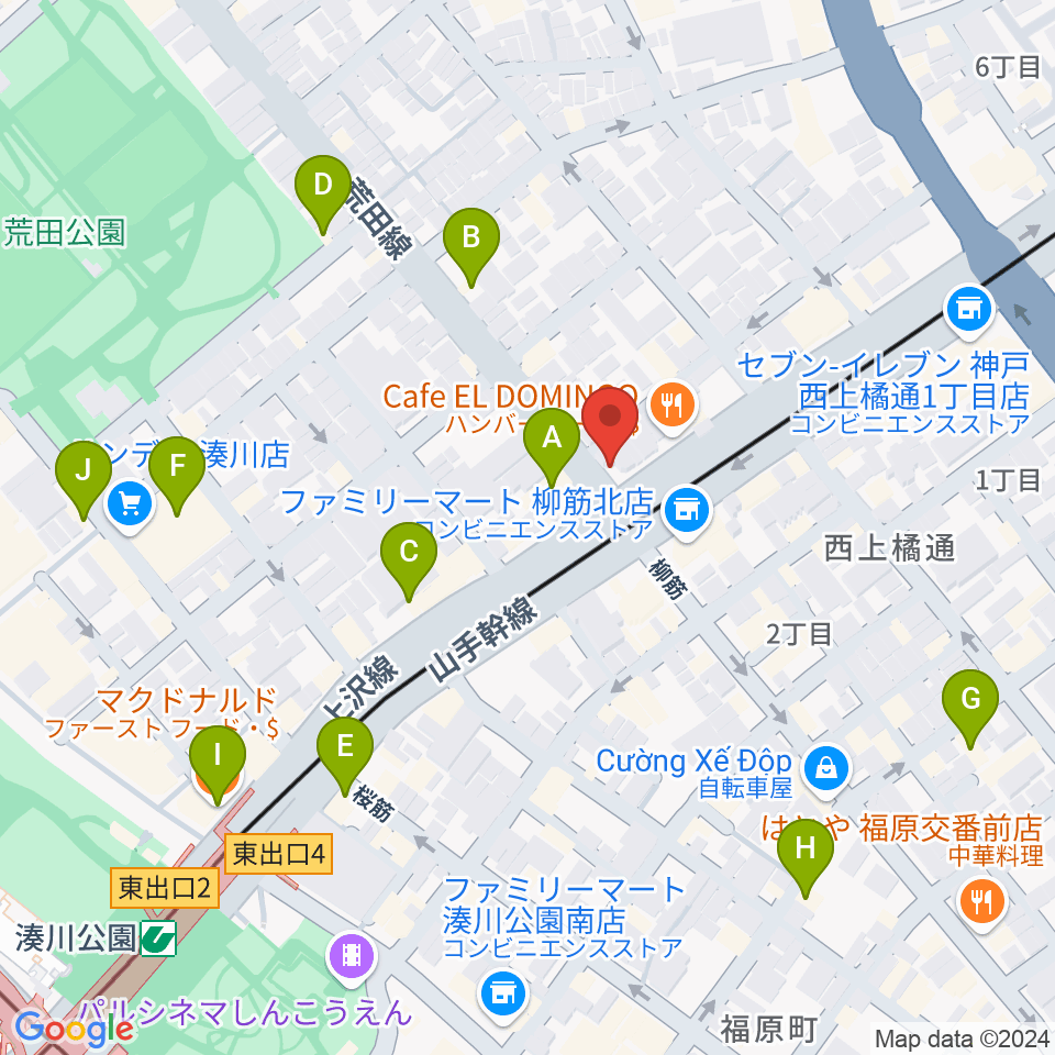 きどやバイオリン工房周辺のカフェ一覧地図