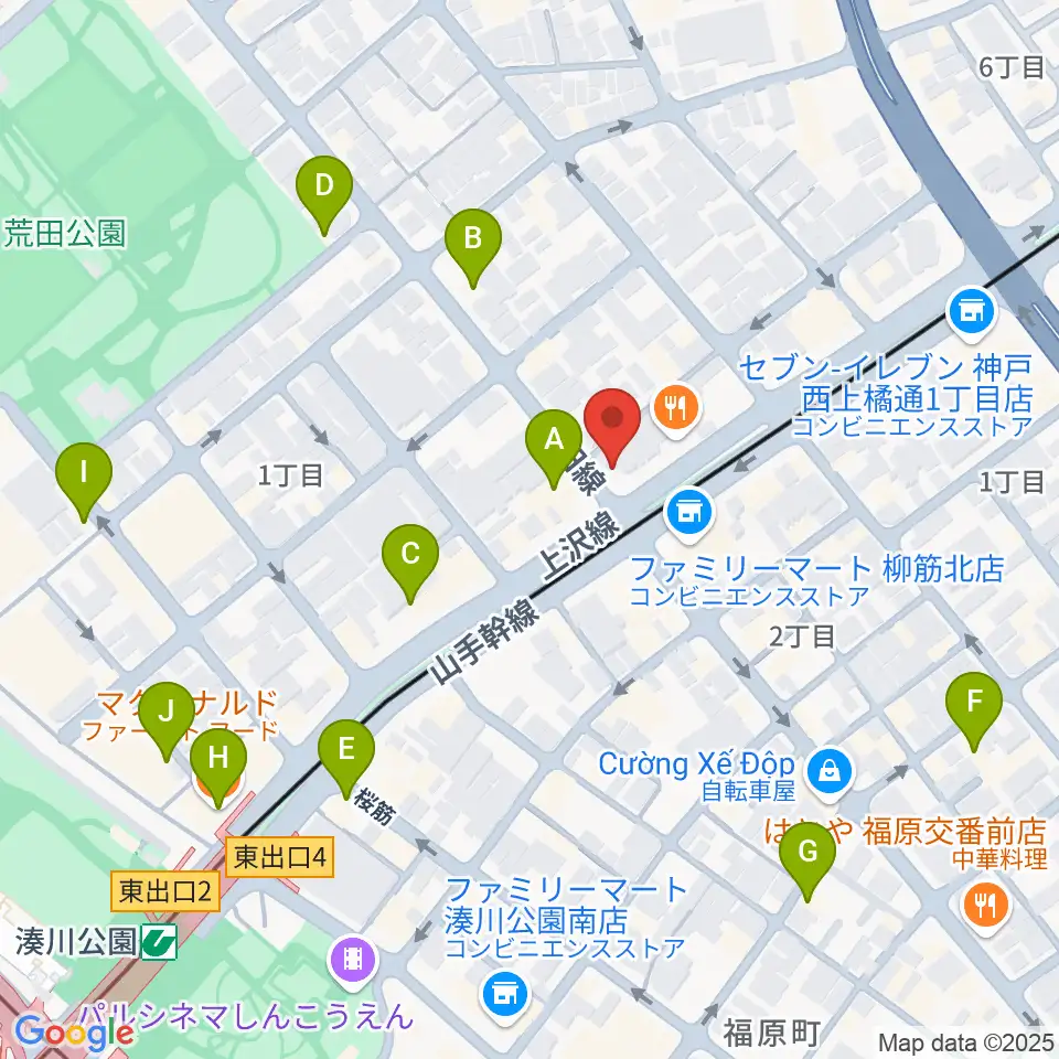 きどやバイオリン工房周辺のカフェ一覧地図