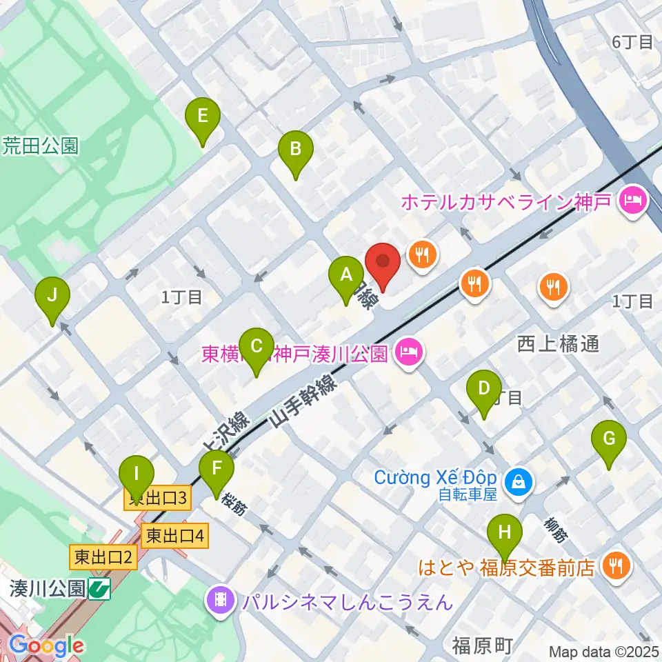 きどやバイオリン工房周辺のカフェ一覧地図