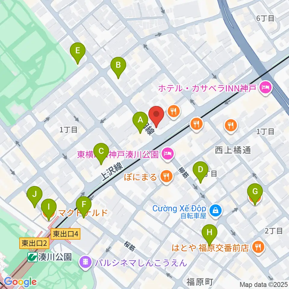 きどやバイオリン工房周辺のカフェ一覧地図