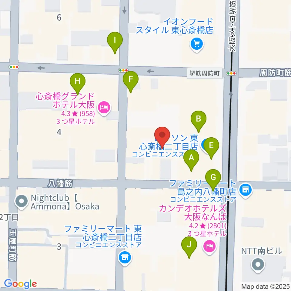 P4 STUDIO東心斎橋店周辺のカフェ一覧地図