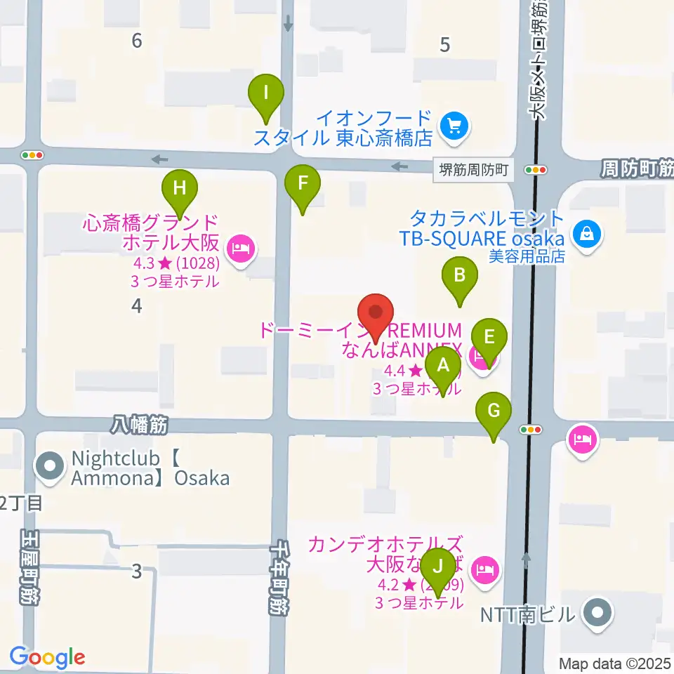 P4 STUDIO東心斎橋店周辺のカフェ一覧地図
