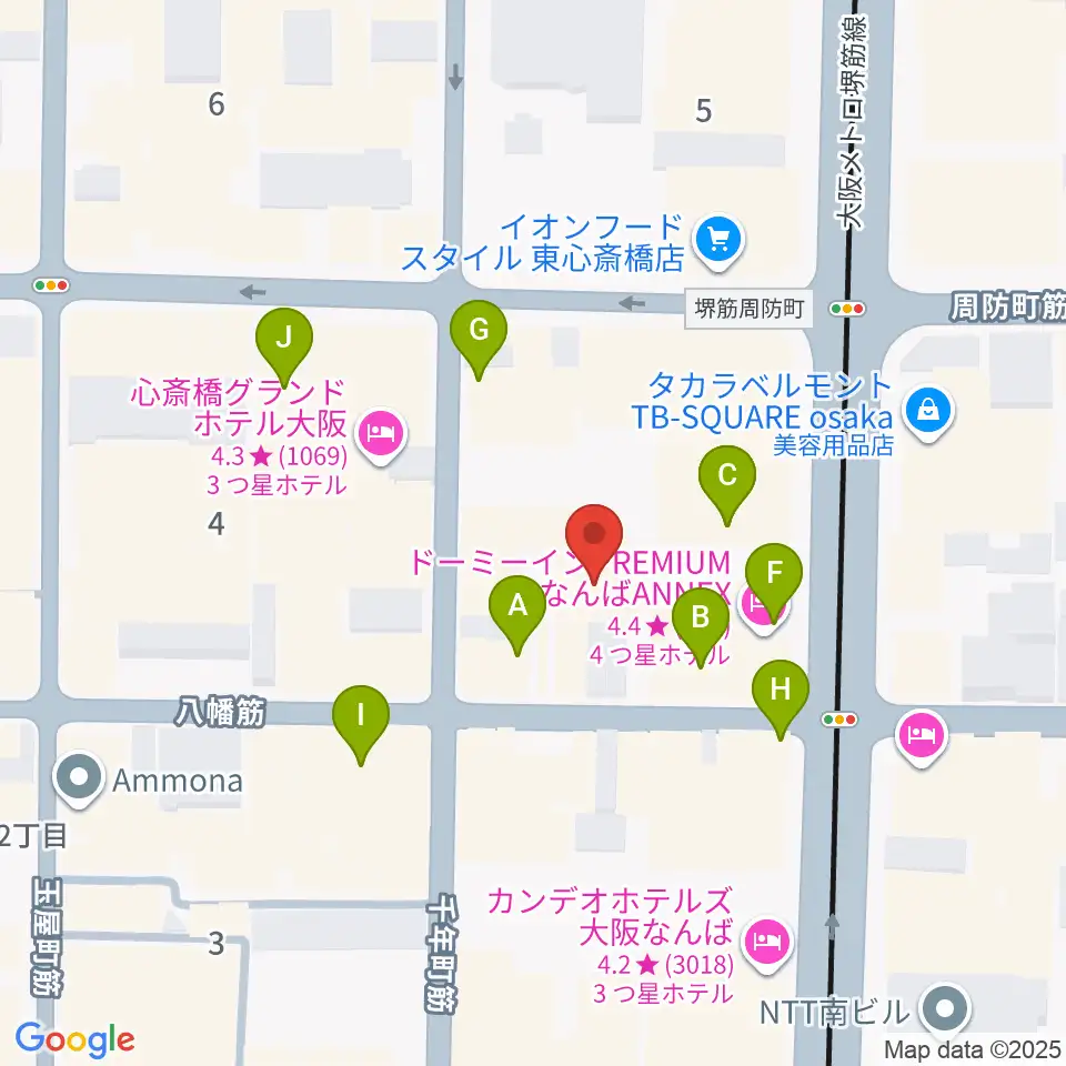 P4 STUDIO東心斎橋店周辺のカフェ一覧地図