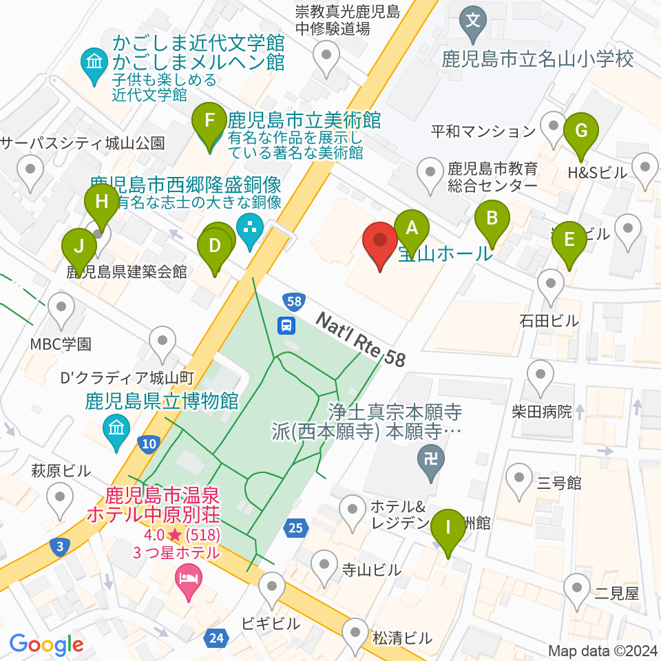 宝山ホール周辺のカフェ一覧地図