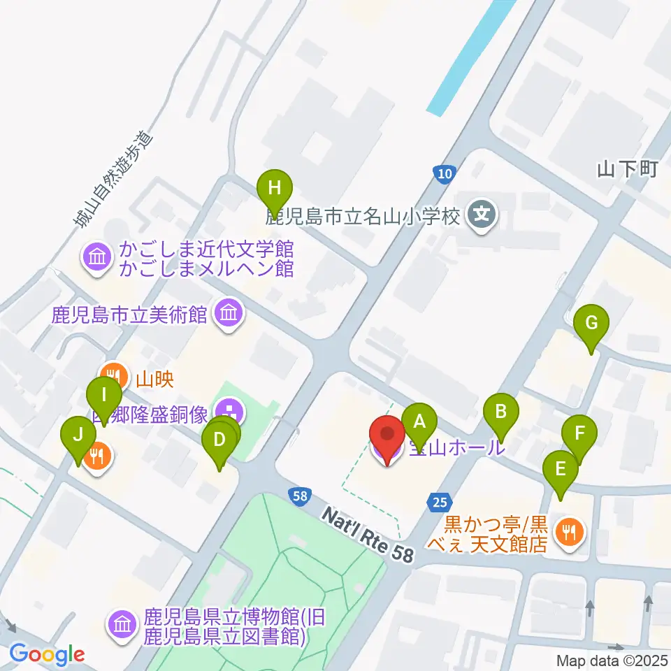 宝山ホール周辺のカフェ一覧地図
