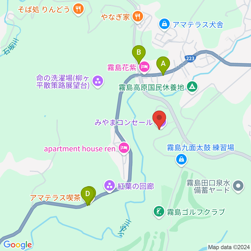 みやまコンセール 練習室周辺のカフェ一覧地図