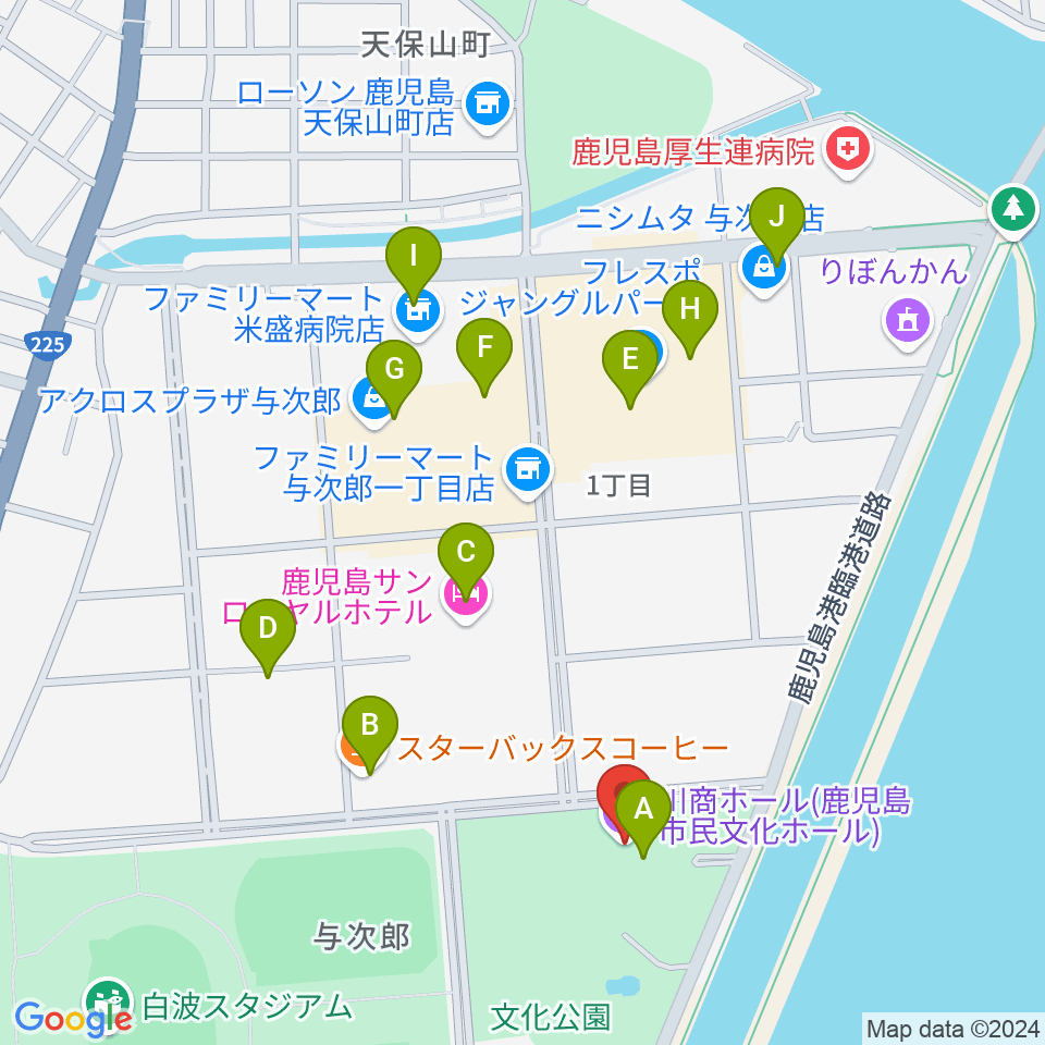 川商ホール周辺のカフェ一覧地図