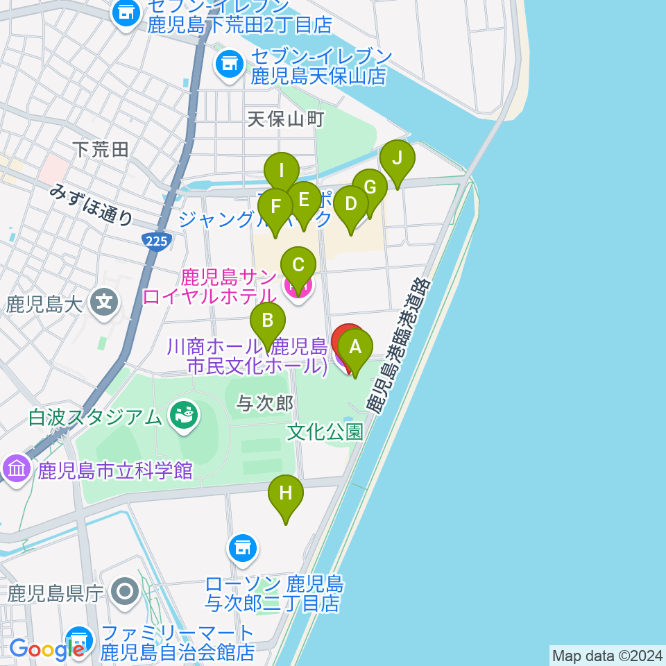 川商ホール周辺のカフェ一覧地図