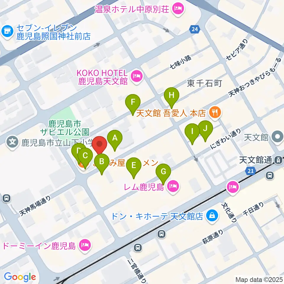 鹿児島キャパルボホール周辺のカフェ一覧地図