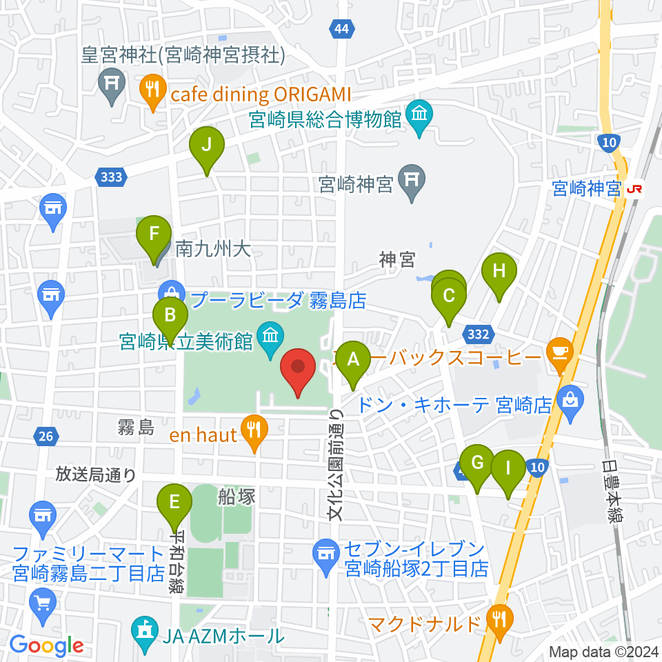 メディキット県民文化センター周辺のカフェ一覧地図