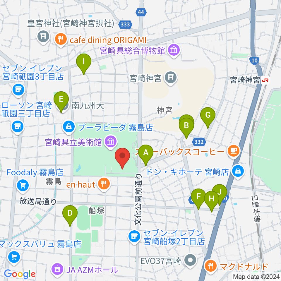 メディキット県民文化センター周辺のカフェ一覧地図