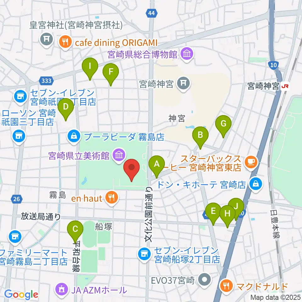 メディキット県民文化センター周辺のカフェ一覧地図
