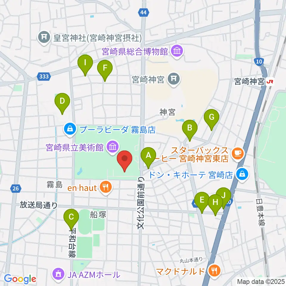 メディキット県民文化センター周辺のカフェ一覧地図