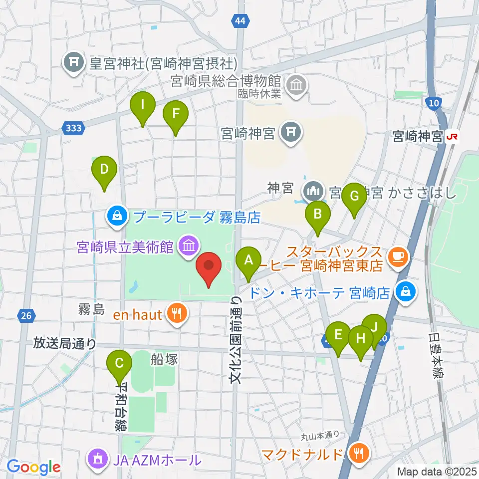 メディキット県民文化センター周辺のカフェ一覧地図