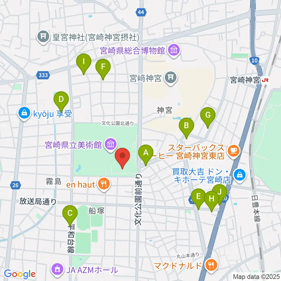 メディキット県民文化センター周辺のカフェ一覧地図