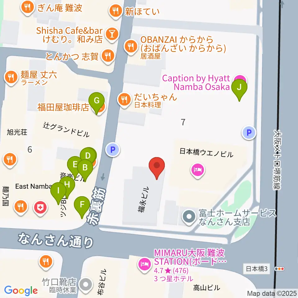 松本楽器M&Gピアノサービスセンター周辺のカフェ一覧地図