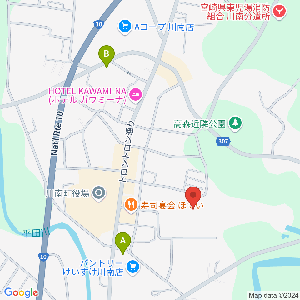 サンＡ川南文化ホール（川南町文化ホール）周辺のカフェ一覧地図