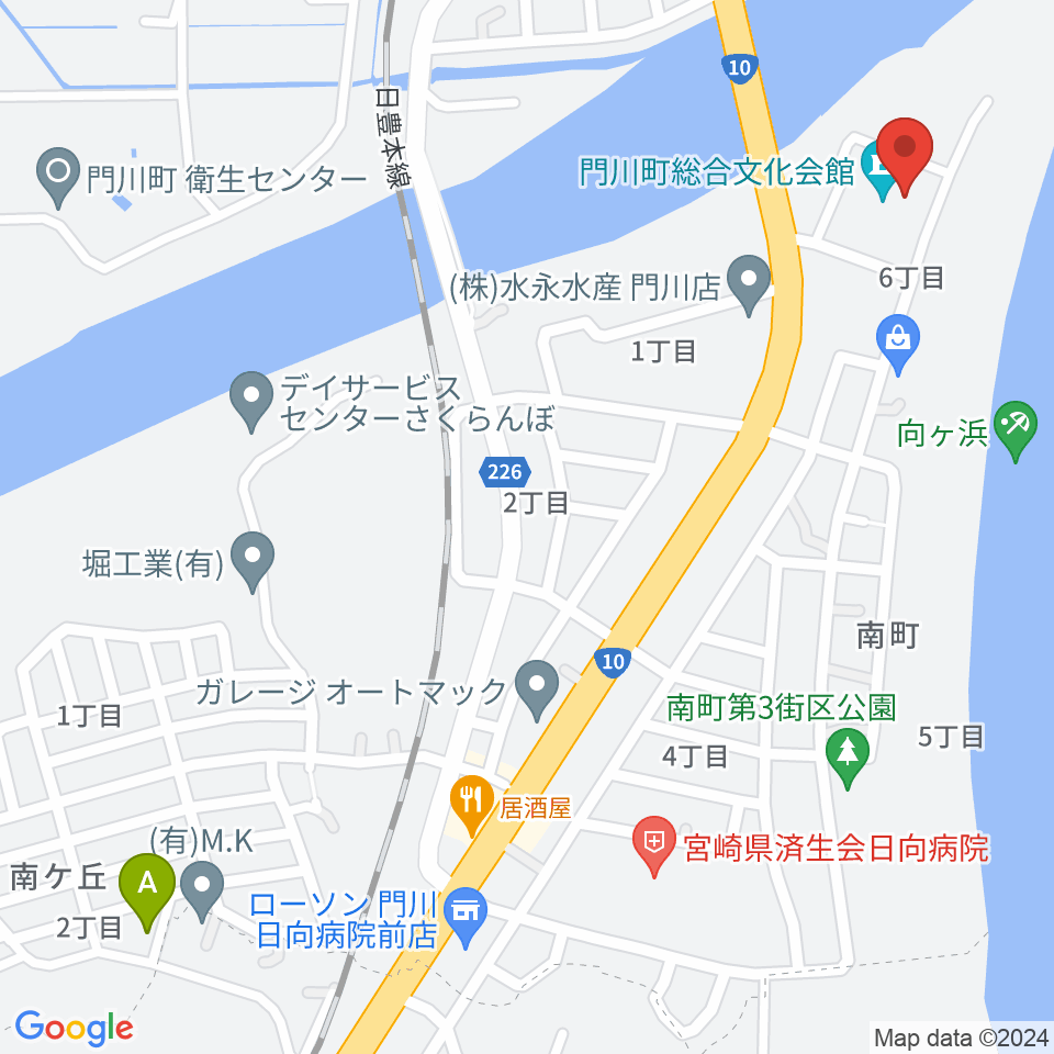 門川町総合文化会館周辺のカフェ一覧地図