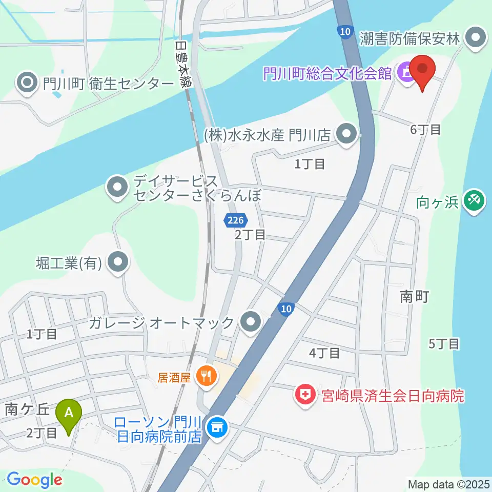 門川町総合文化会館周辺のカフェ一覧地図