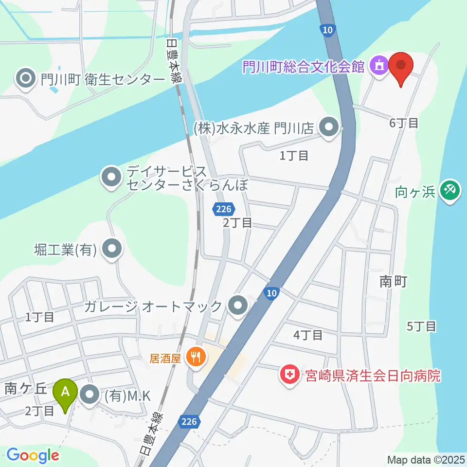 門川町総合文化会館周辺のカフェ一覧地図