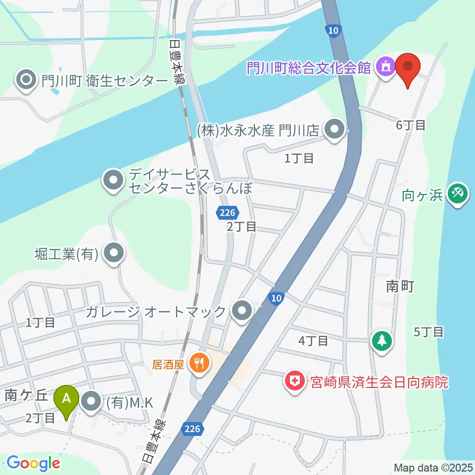 門川町総合文化会館周辺のカフェ一覧地図
