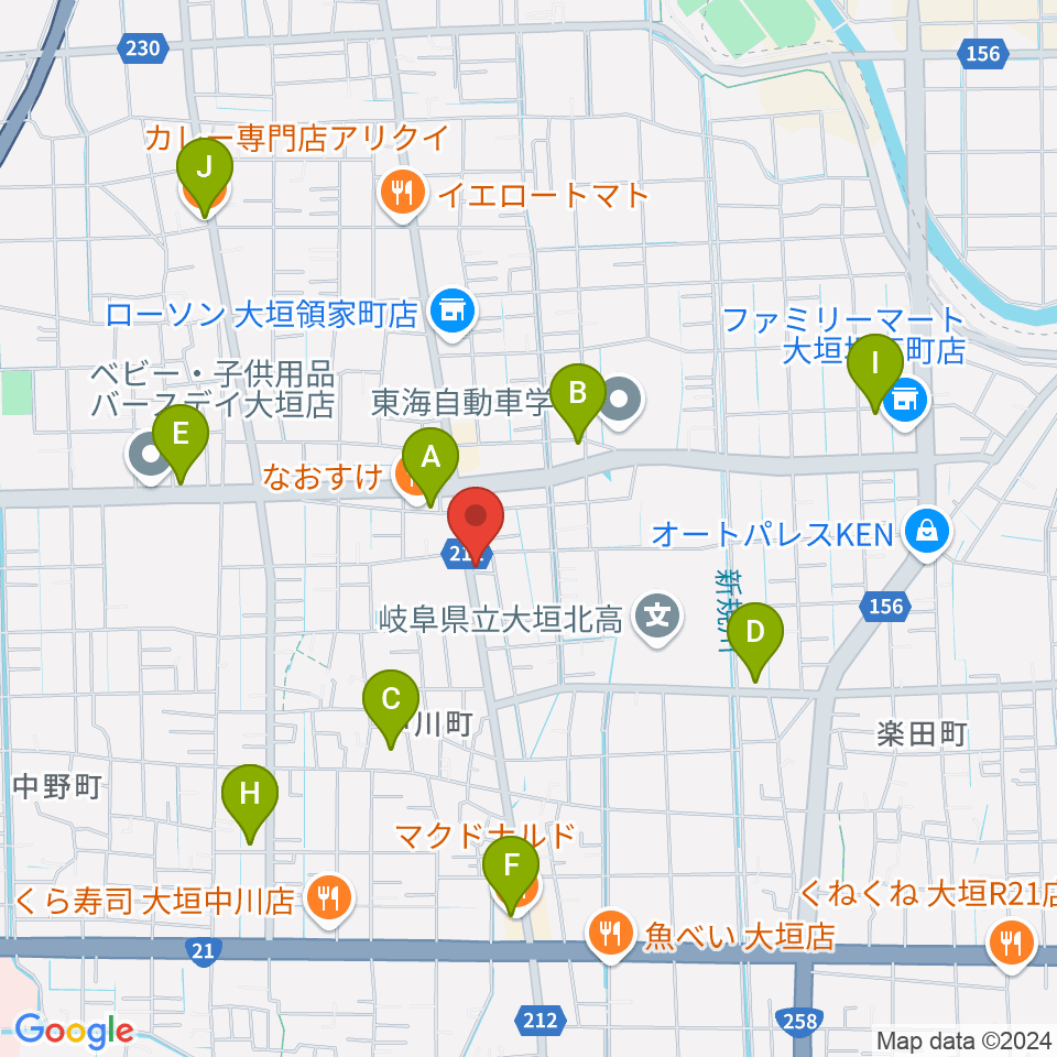 スタジオPAO周辺のカフェ一覧地図