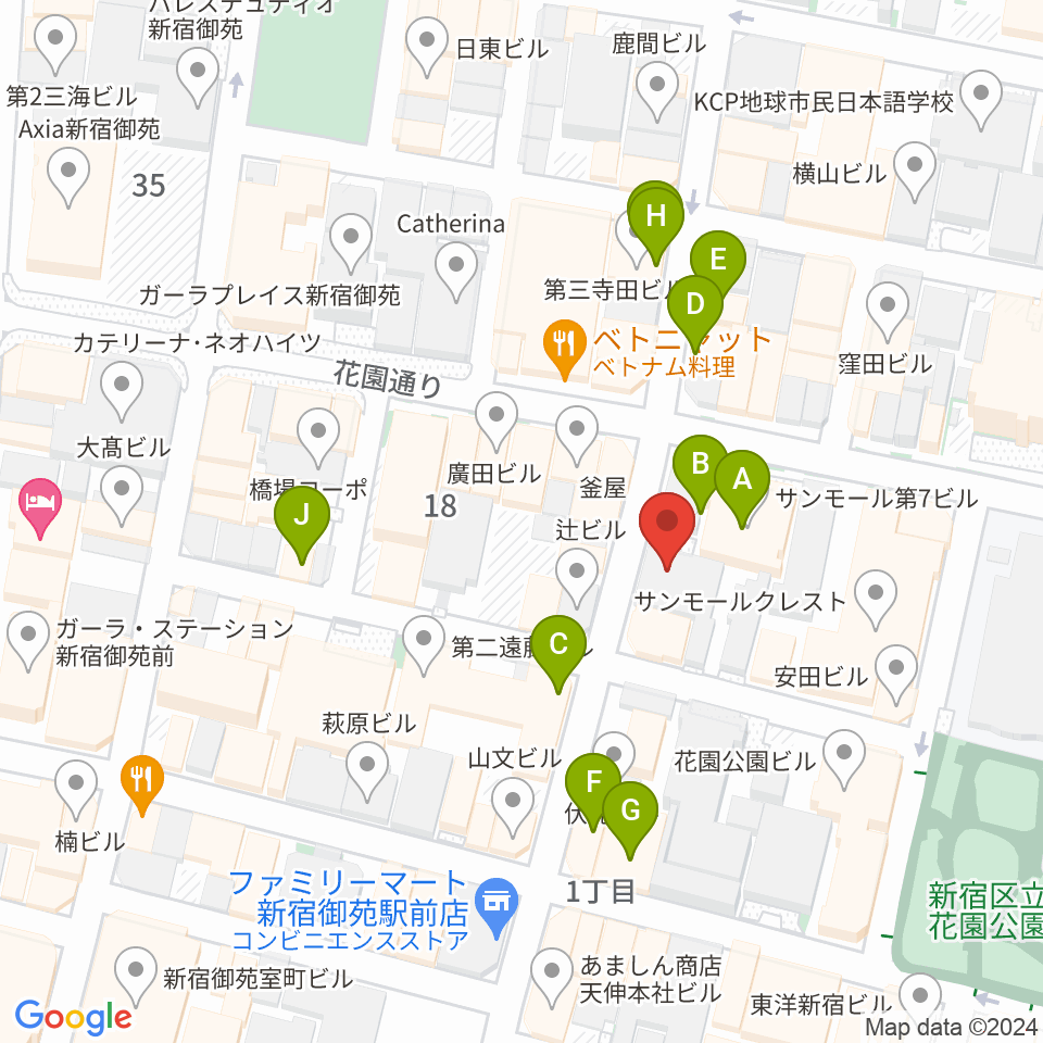 新宿リトルモンスター周辺のカフェ一覧地図