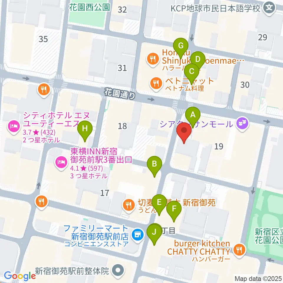 新宿リトルモンスター周辺のカフェ一覧地図
