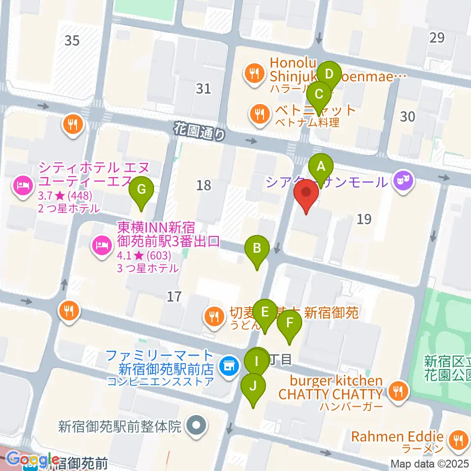 新宿リトルモンスター周辺のカフェ一覧地図