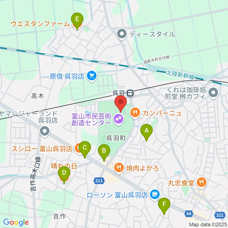 桐朋 子供のための音楽教室 富山教室周辺のカフェ一覧地図