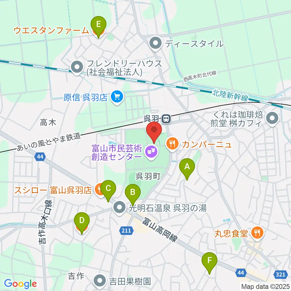 桐朋 子供のための音楽教室 富山教室周辺のカフェ一覧地図