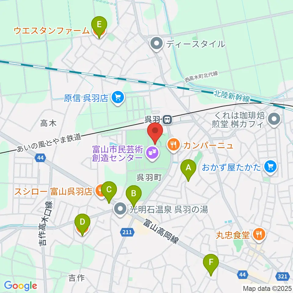 桐朋 子供のための音楽教室 富山教室周辺のカフェ一覧地図