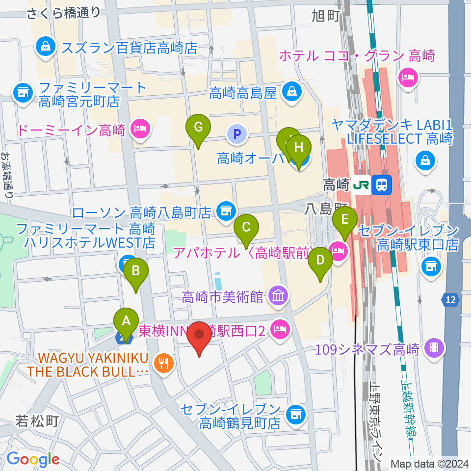 桐朋 子供のための音楽教室 高崎教室周辺のカフェ一覧地図