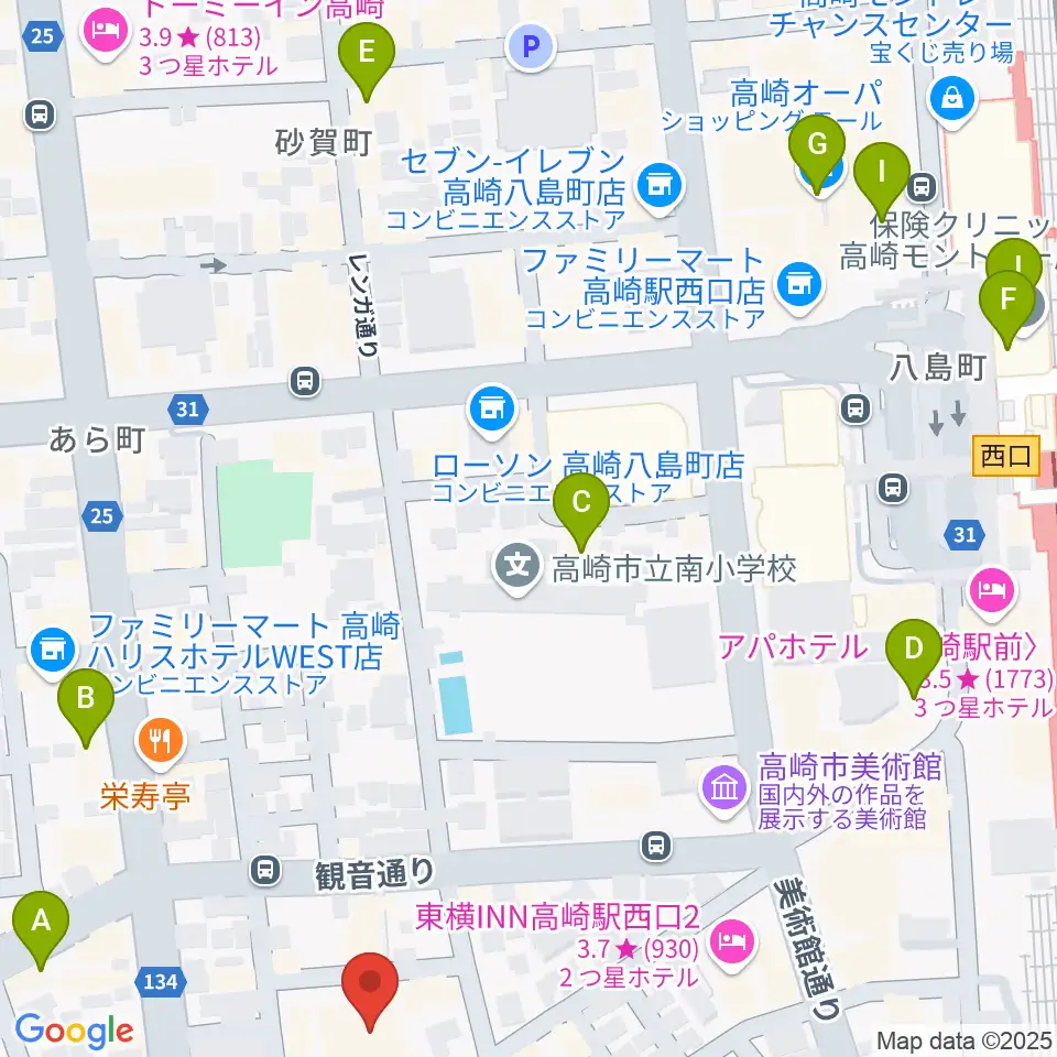 桐朋 子供のための音楽教室 高崎教室周辺のカフェ一覧地図