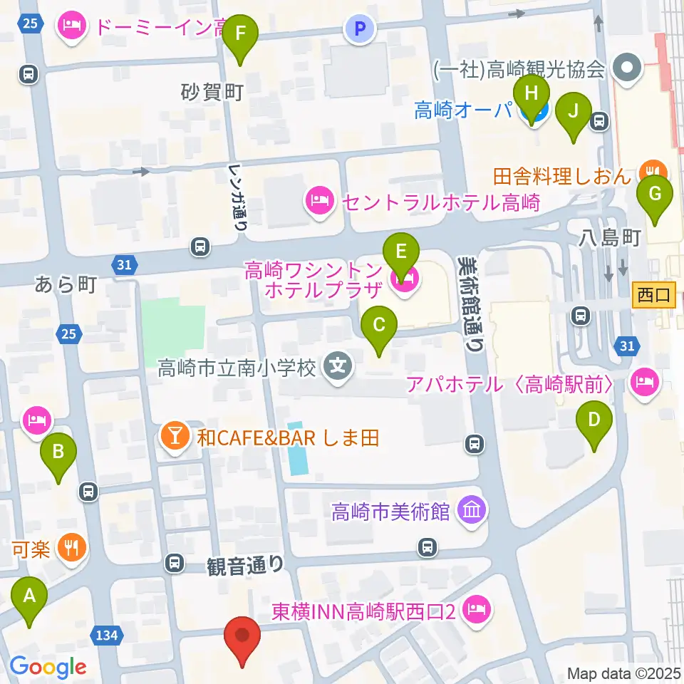 桐朋 子供のための音楽教室 高崎教室周辺のカフェ一覧地図