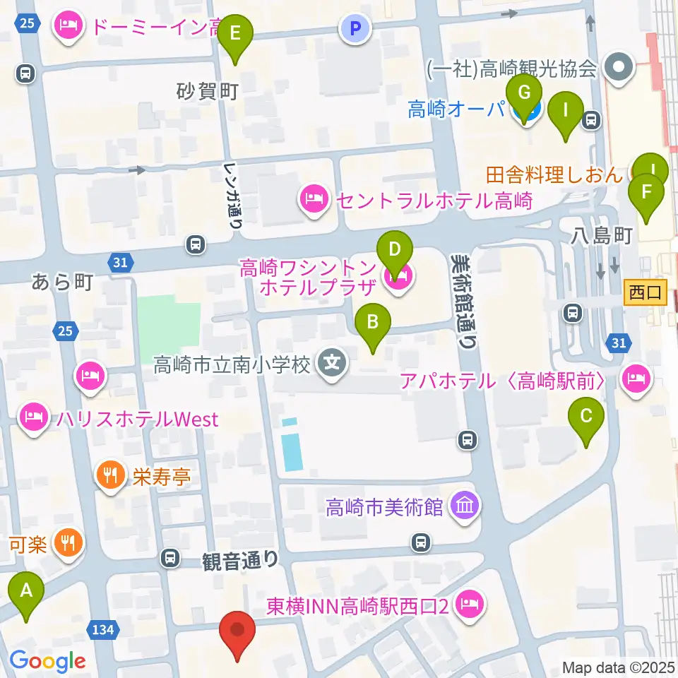 桐朋 子供のための音楽教室 高崎教室周辺のカフェ一覧地図