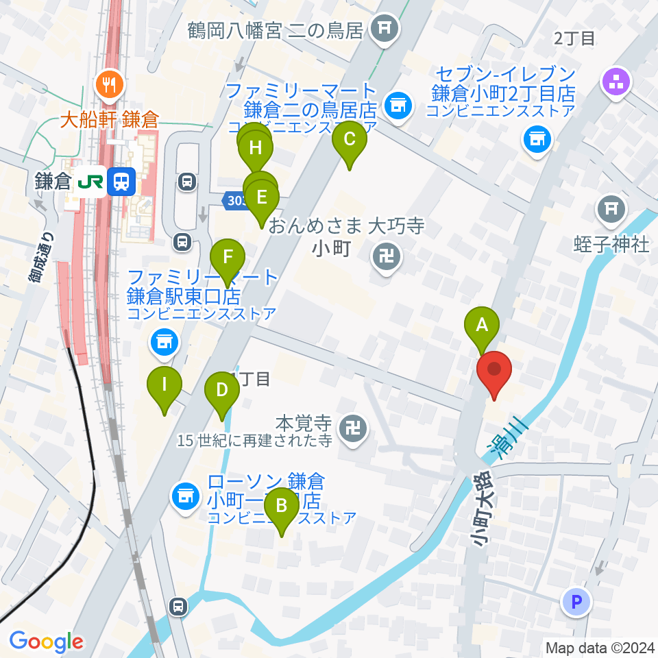 桐朋 子供のための音楽教室 鎌倉・横浜教室周辺のカフェ一覧地図