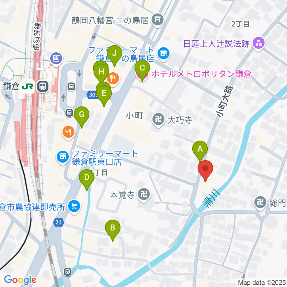 桐朋 子供のための音楽教室 鎌倉・横浜教室周辺のカフェ一覧地図