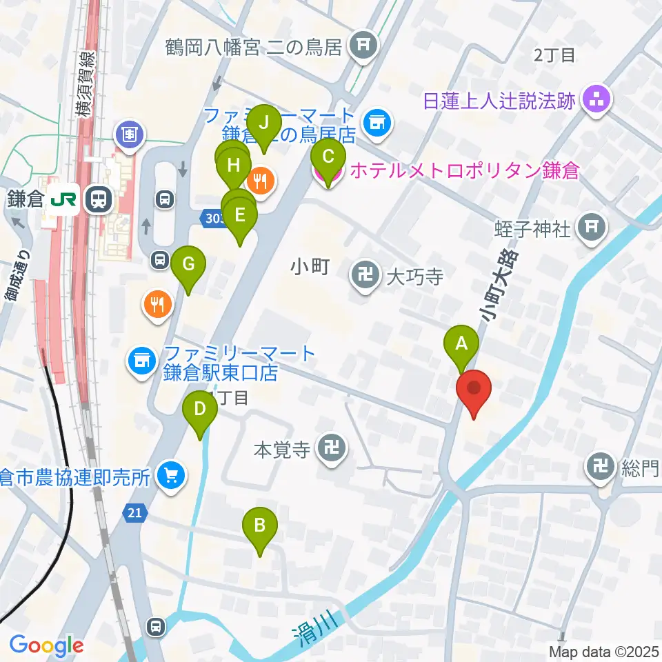 桐朋 子供のための音楽教室 鎌倉・横浜教室周辺のカフェ一覧地図