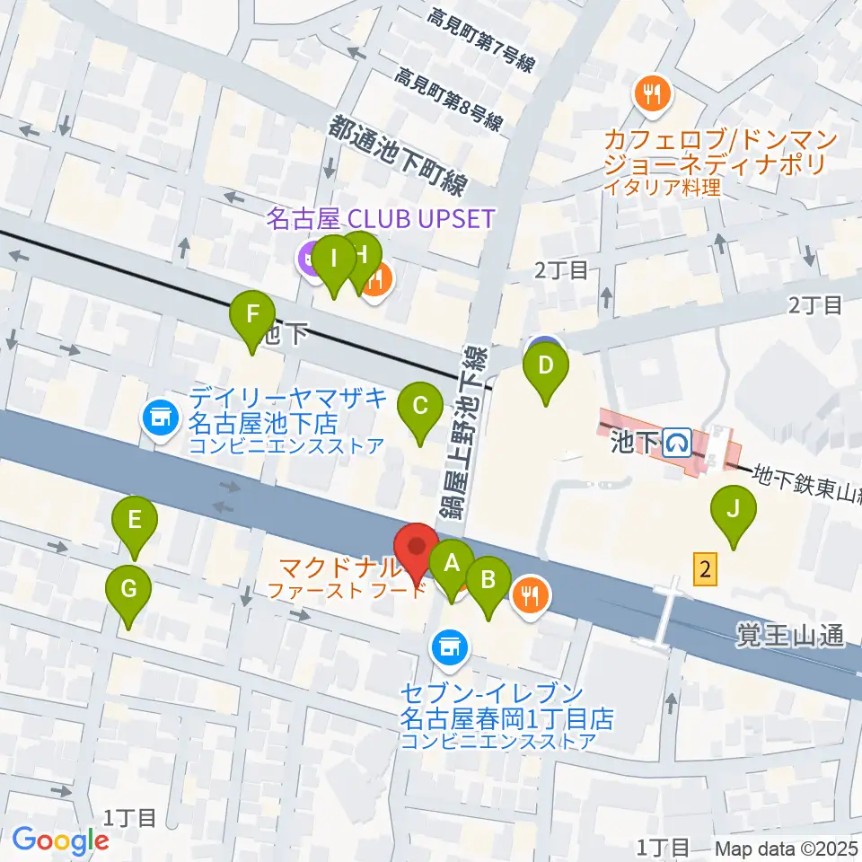 日響楽器 池下店周辺のカフェ一覧地図