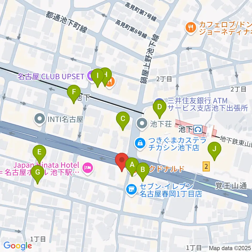 日響楽器 池下店周辺のカフェ一覧地図