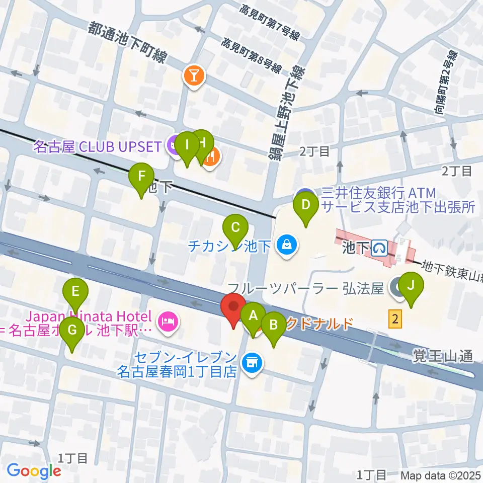 日響楽器 池下店周辺のカフェ一覧地図