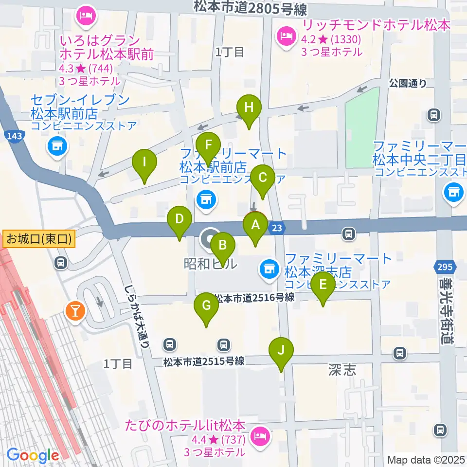 桐朋 子供のための音楽教室 松本教室周辺のカフェ一覧地図