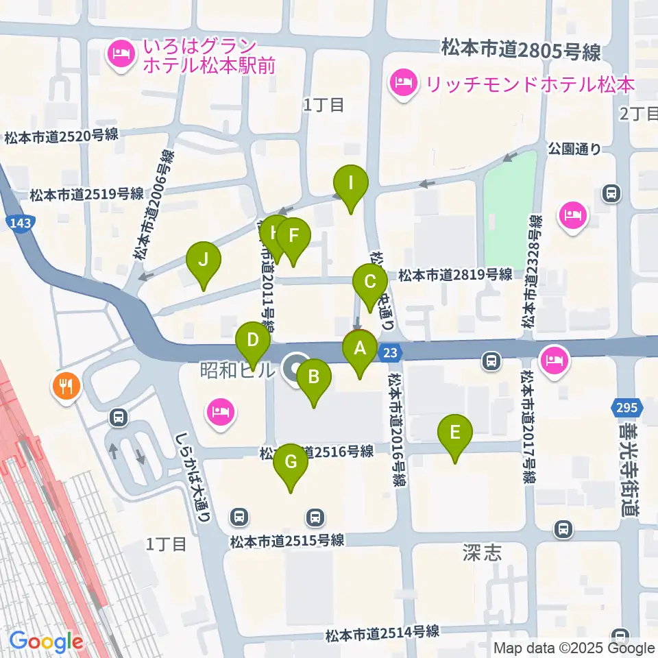 桐朋 子供のための音楽教室 松本教室周辺のカフェ一覧地図