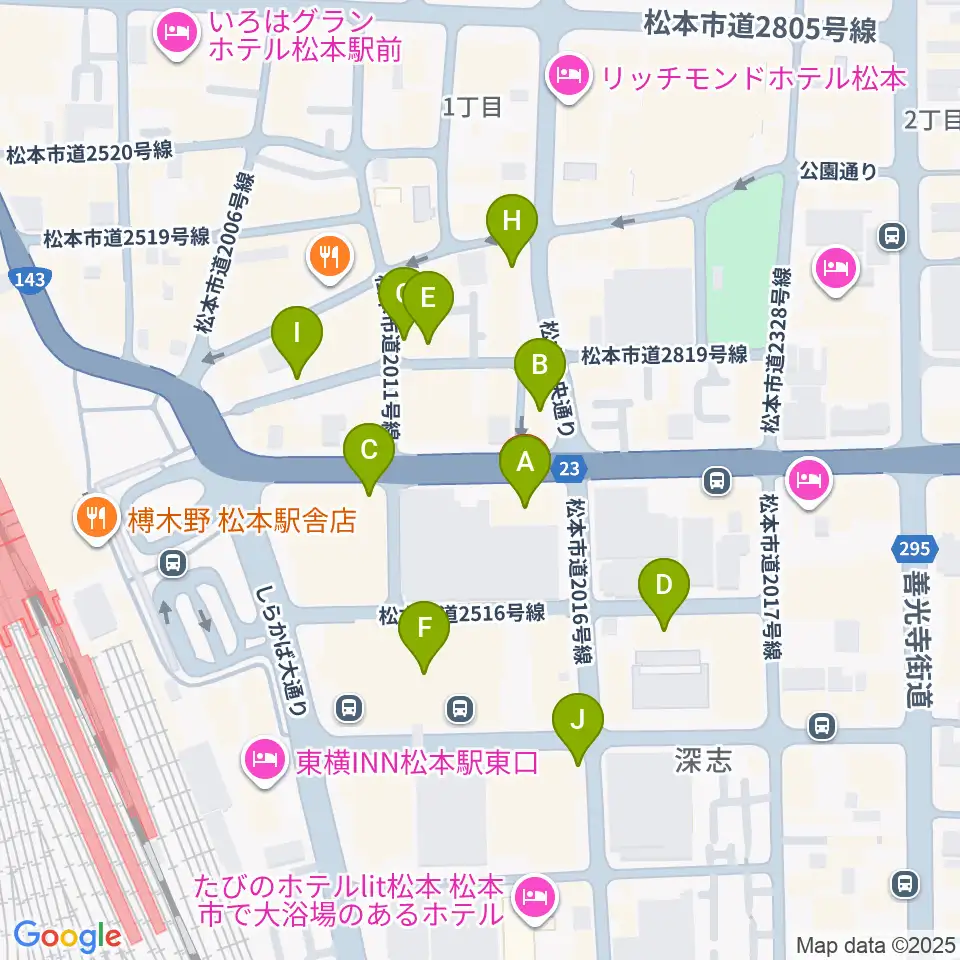 桐朋 子供のための音楽教室 松本教室周辺のカフェ一覧地図