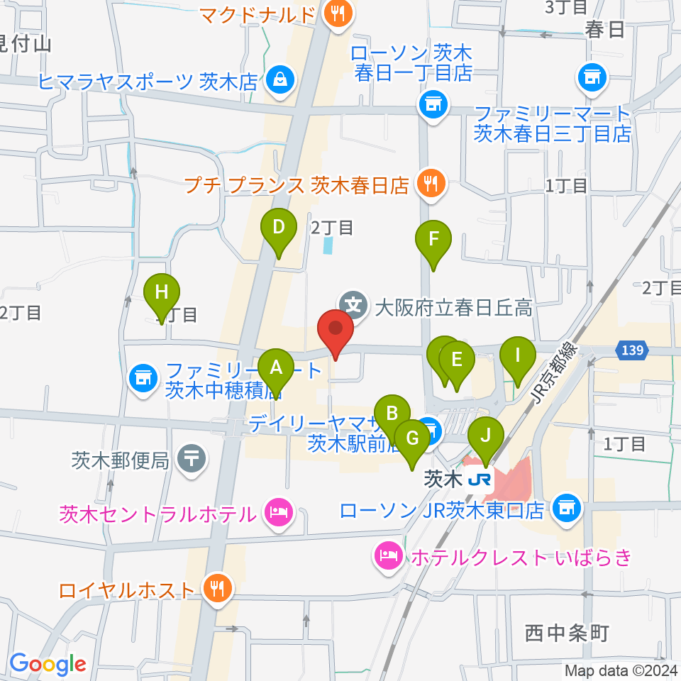 桐朋 子供のための音楽教室 茨木教室周辺のカフェ一覧地図