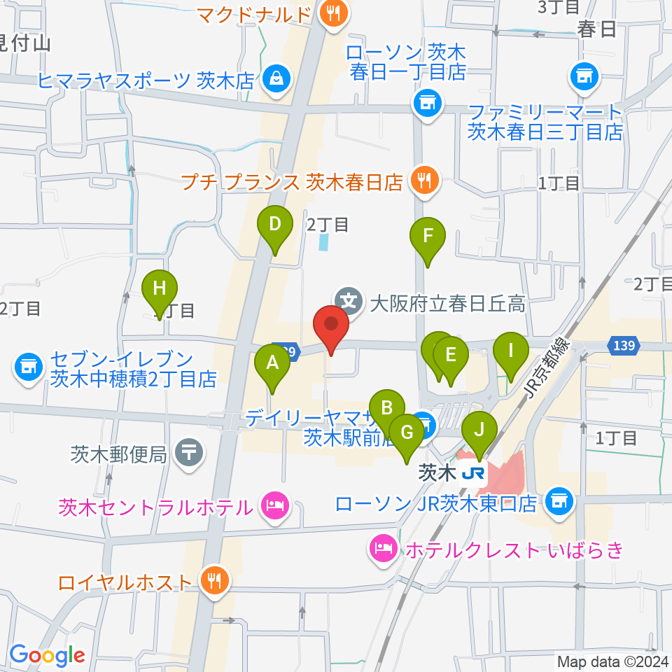 桐朋 子供のための音楽教室 茨木教室周辺のカフェ一覧地図