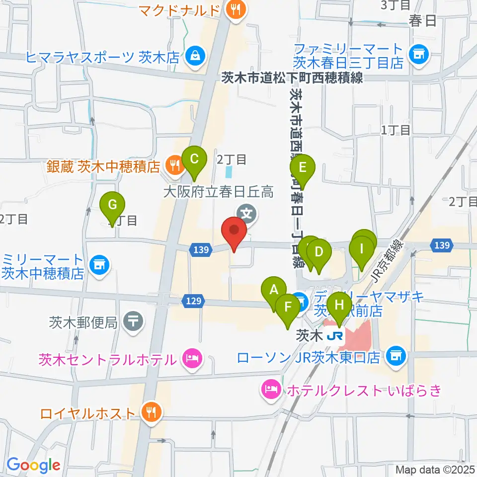 桐朋 子供のための音楽教室 茨木教室周辺のカフェ一覧地図