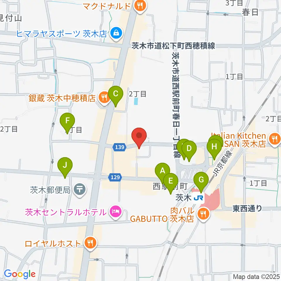 桐朋 子供のための音楽教室 茨木教室周辺のカフェ一覧地図