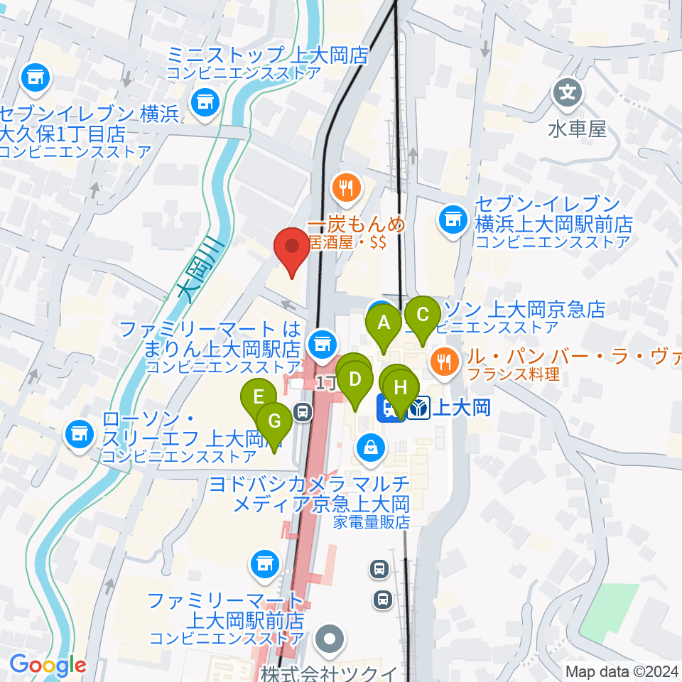 フレンド楽器 ソナーレ上大岡周辺のカフェ一覧地図